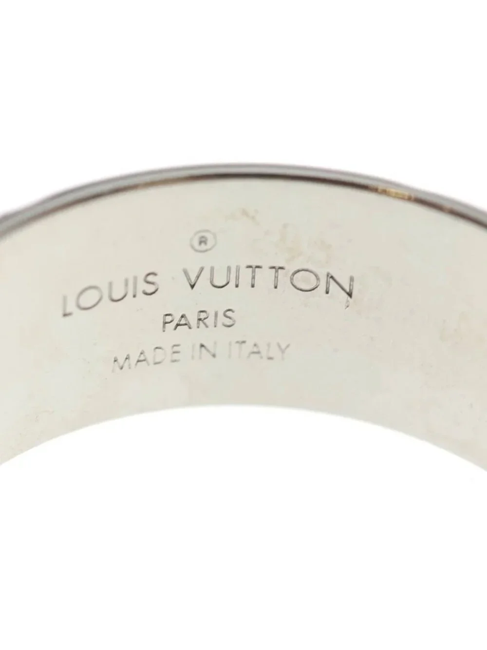 Louis Vuitton Monogram Ring Pendant Chain Silver